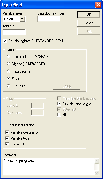 dialog input field HMI Droid