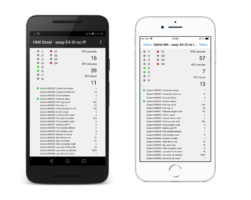 HMI Droid/Odrid HMI easyE4 example