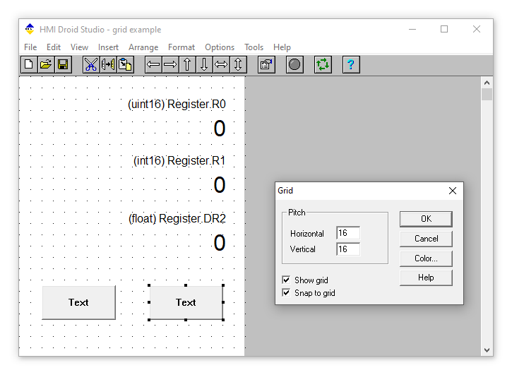 HMI Droid Studio - Grid example