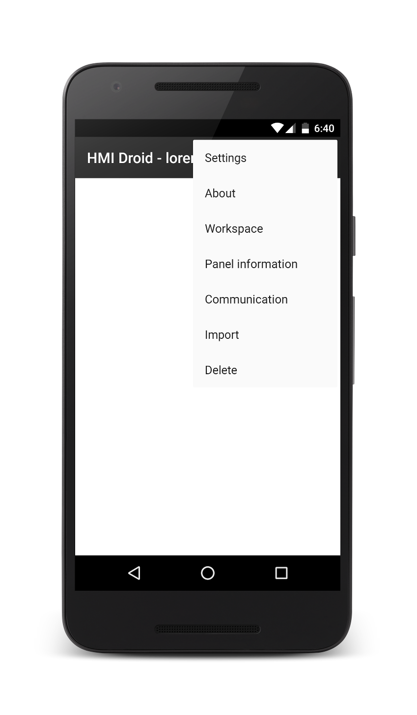 HMI Droid - main menu