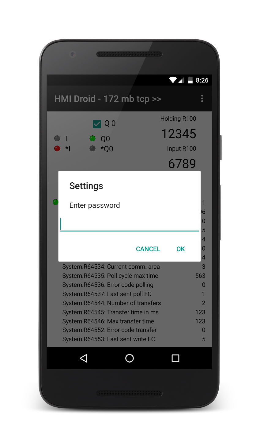 HMI Droid - Settings password