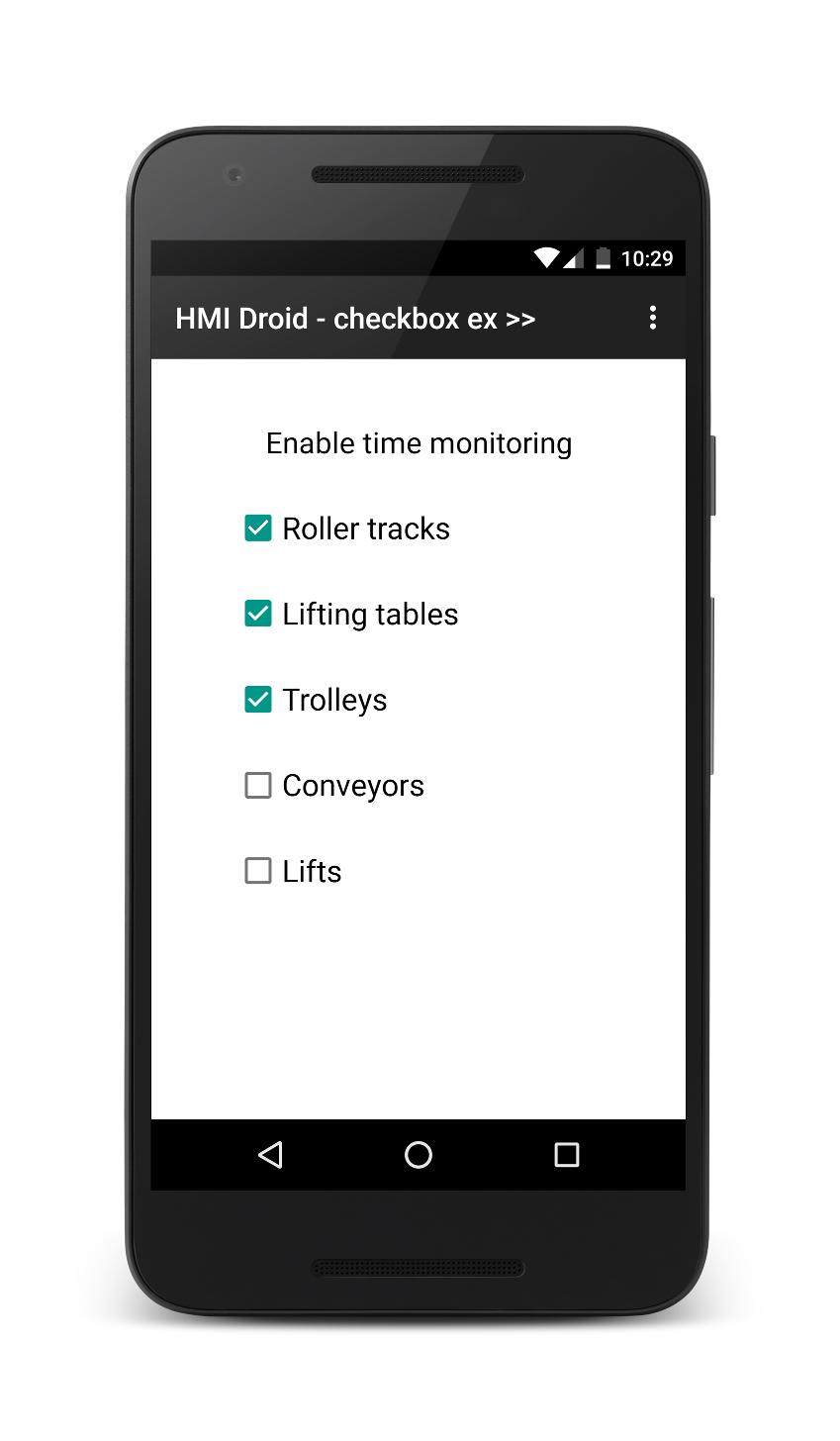 HMI Droid checkboxes