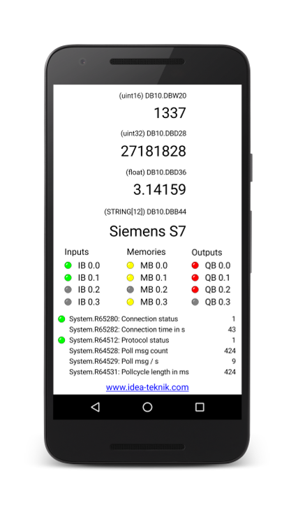 HMI Droid in full screen mode