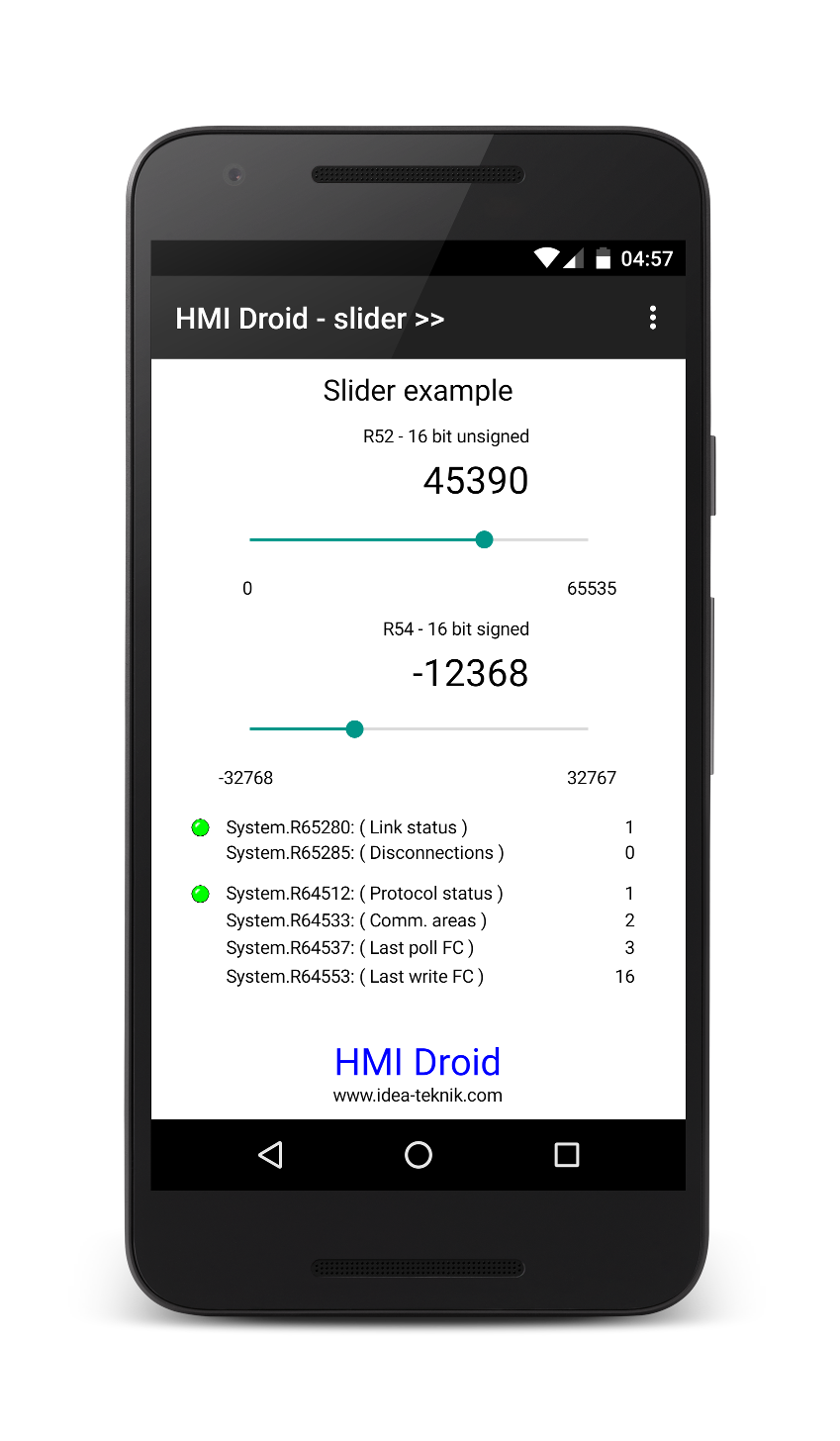 HMI Droid - Slider example