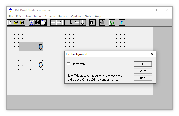 HMI Droid Studio - Text background