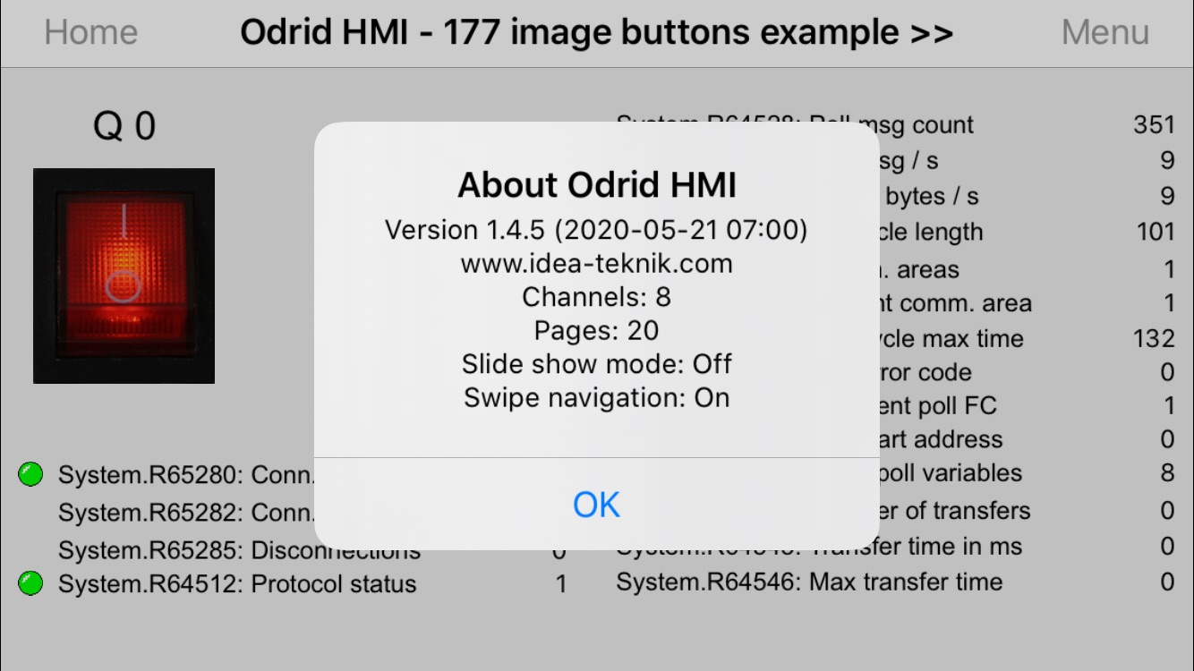 Odrid HMI 1.4.5 on an Iphone 6s