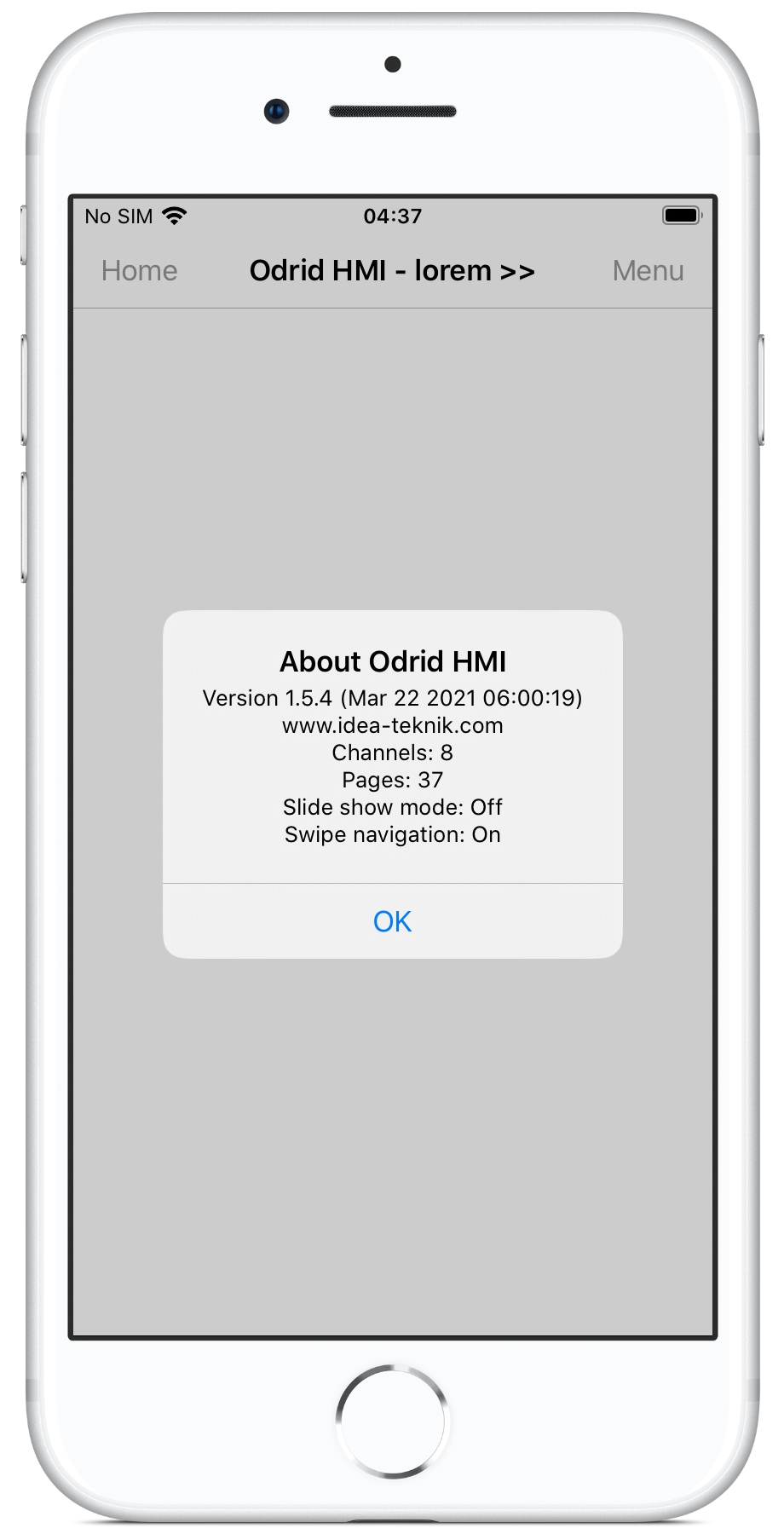 Odrid HMI 1.5.4 - About