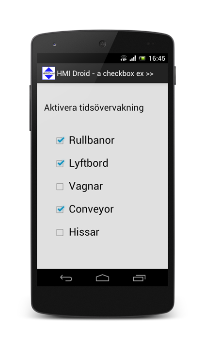 HMI android checkbox