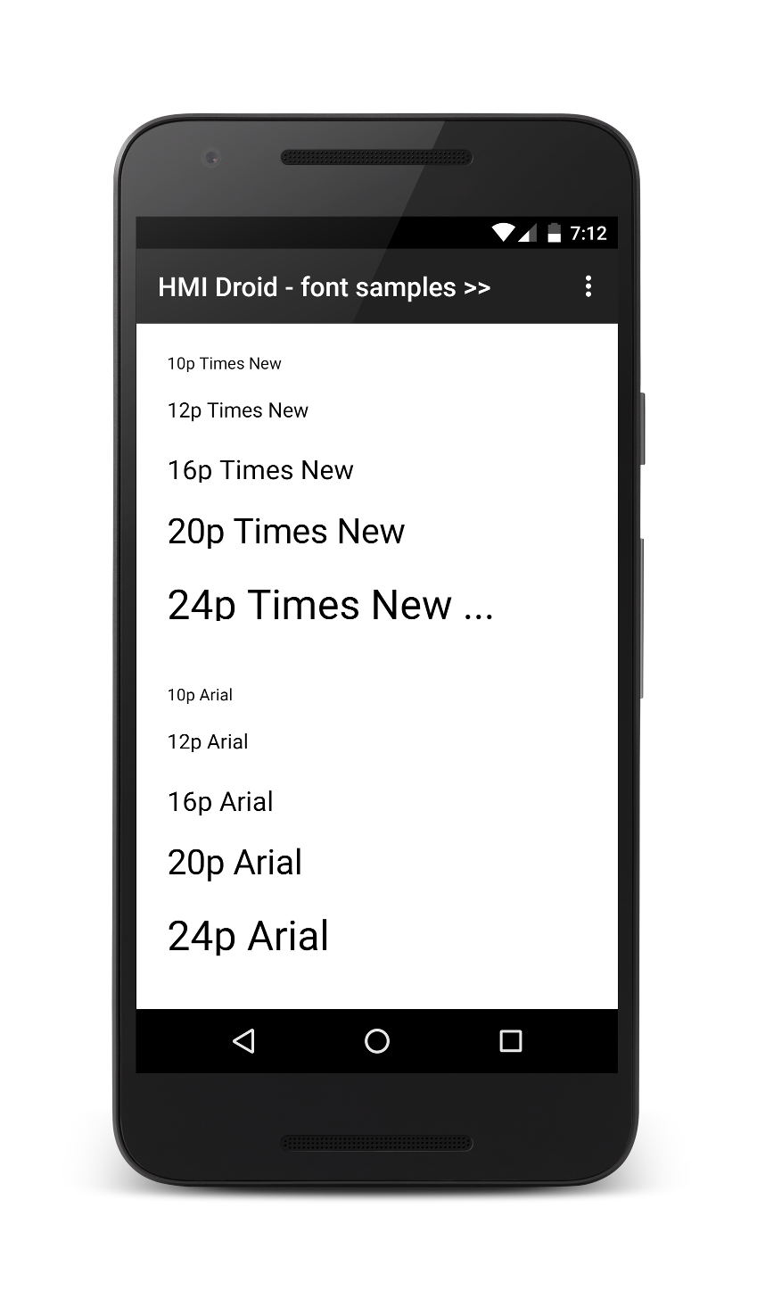 HMI Droid font samples
