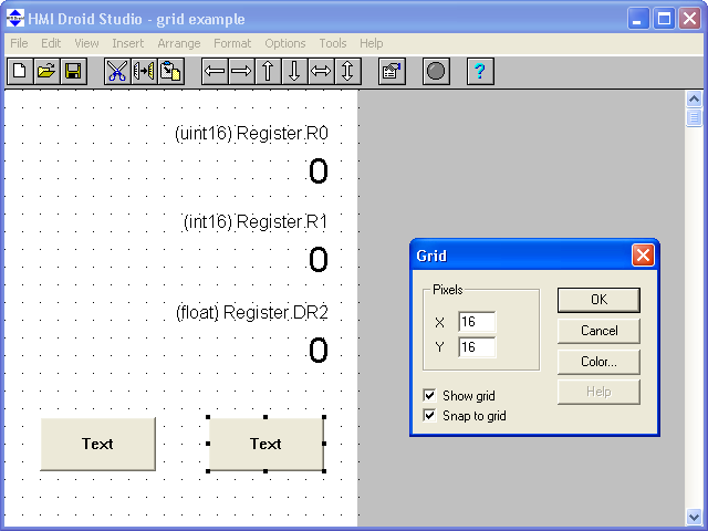 HMI Droid Studio - Grid example